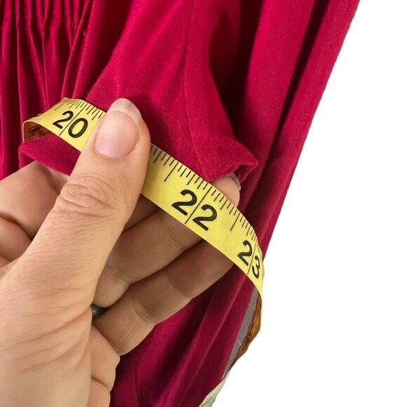 Sundance Mystic Falls Red Pleated Front Long Sleeve Collared Top Medium - Picture 6 of 11